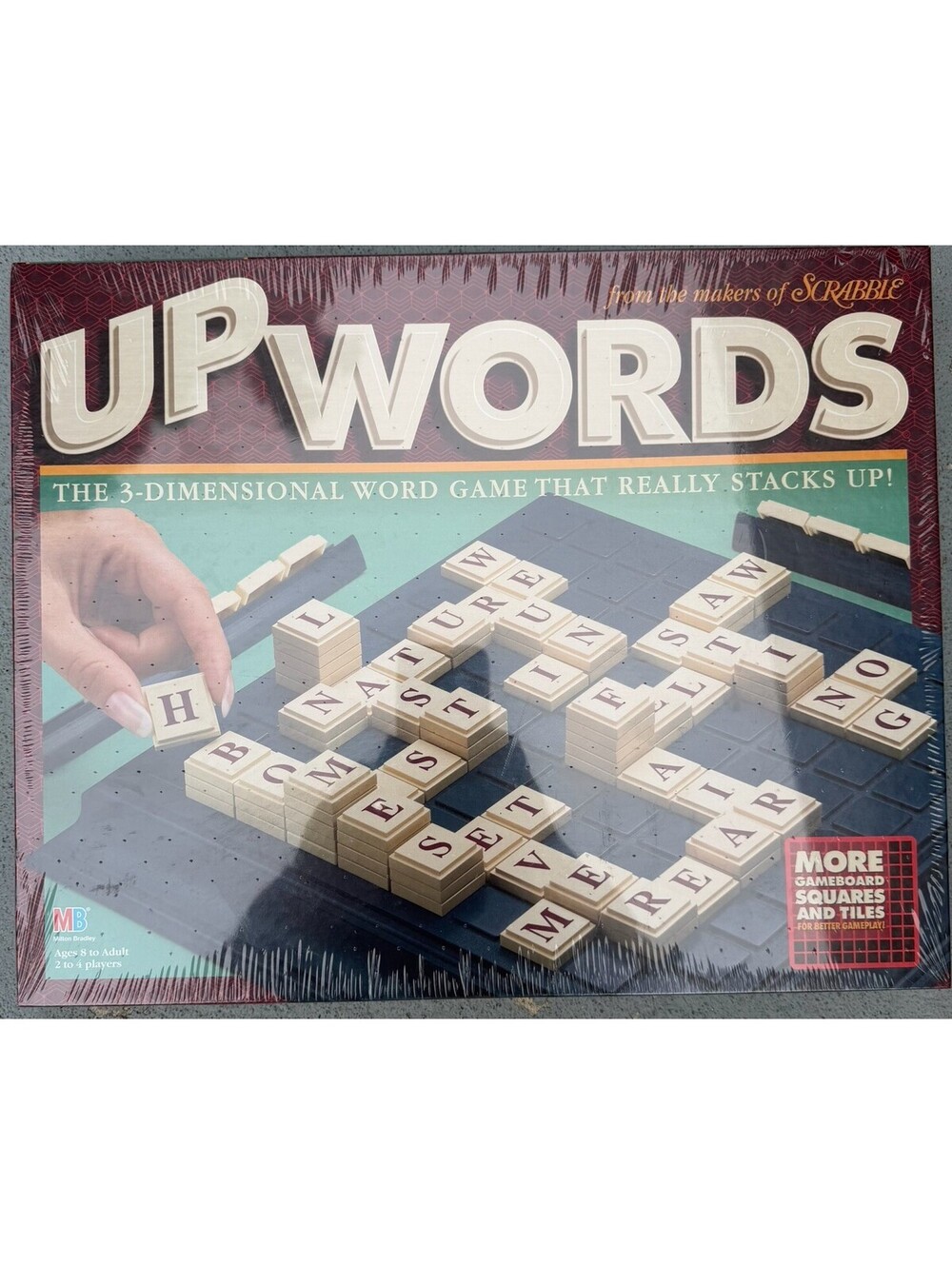 UpWords Board Game 1997 Milton Bradley 3D Word Stack Scrabble Style Classic New